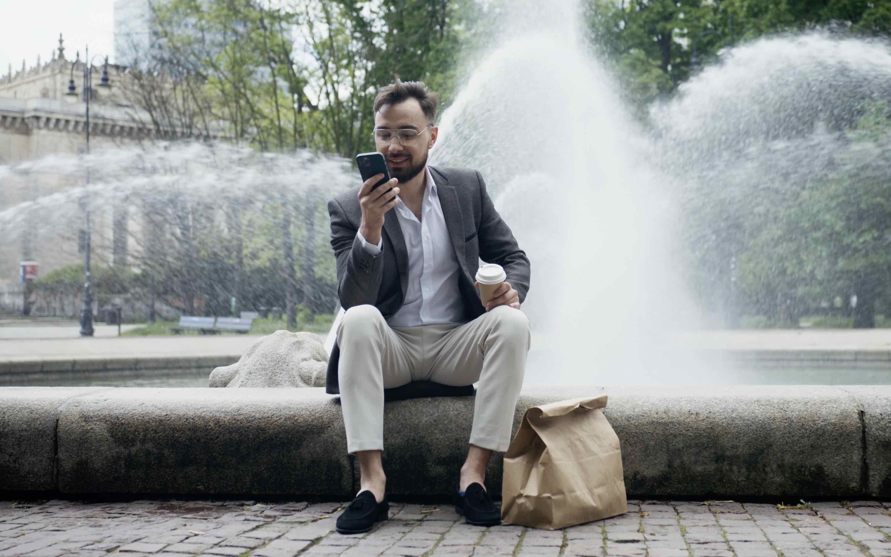 Expat confidently chatting with neighbor