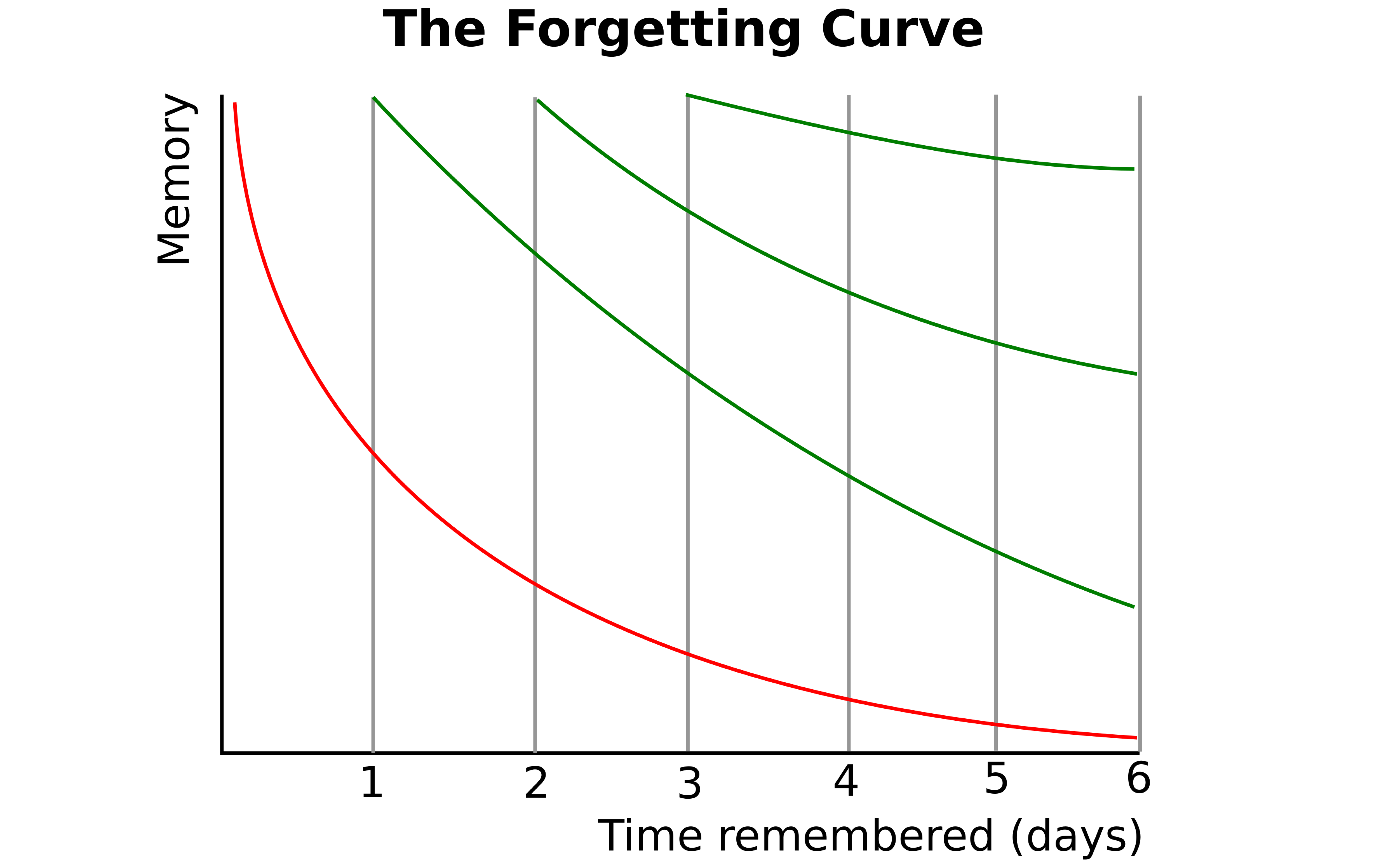 Spaced repetition timeline showing review intervals